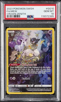 2023 POKEMON SWORD & SHIELD CROWN ZENITH #GG10 FULL ART/MEW PSA 10 - Image 1