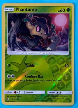 Phantump 6/145 Common - Pokemon TCG SM: Guardians Rising - Reverse Holo (NM) - Image 1