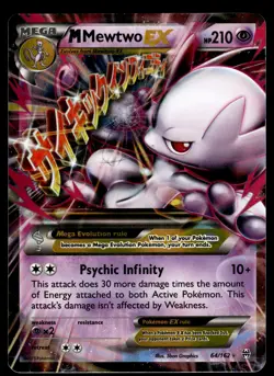 M MEWTWO EX - 64/162 Holo Rare EX BREAKthrough Pokemon LP - Image 1