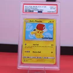 2017 Pokemon TCG I Choose You Promo SM113 Ash's Pikachu PSA 6 - Image 1