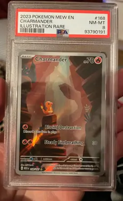 2023 POKEMON MEW EN-151 ILLUSTRATION RARE #168 CHARMANDER PSA 8 - Image 1