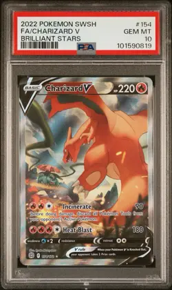 Pokemon 2022 Sword Shield Brilliant Stars 154 FA Charizard V Alt Art PSA 10 - Image 1