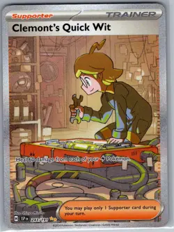 Clemont's Quick Wit 243/191 SIR SV08: Surging Sparks - Pokemon Card - NM - Image 1