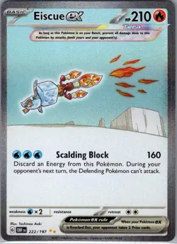 Eiscue ex 222/197 SIR SV03: Obsidian Flames - Pokemon Card - NM - Image 1