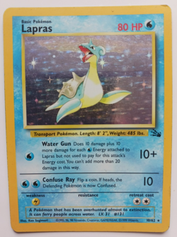 Lapras Pokemon Card Holo WOTC 10/62 Fossil Set Rare Vintage 1999 Original MP - Image 1