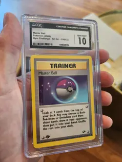 (POP 11) CGC 10 GEM MINT Pokemon Gym Challenge 116/132 MASTER BALL 1st Edition - Image 1