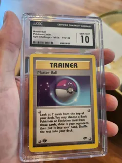 (POP 11) CGC 10 GEM MINT Pokemon Gym Challenge 116/132 MASTER BALL 1st Edition - Image 2