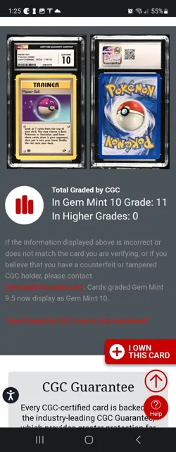 (POP 11) CGC 10 GEM MINT Pokemon Gym Challenge 116/132 MASTER BALL 1st Edition - Image 3