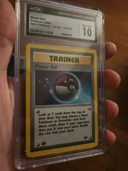 (POP 11) CGC 10 GEM MINT Pokemon Gym Challenge 116/132 MASTER BALL 1st Edition - Image 5