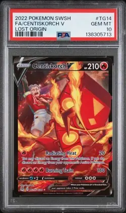2022 POKEMON SWORD & SHIELD LOST ORIGIN #TG14 FULL ART/CENTISKORCH V PSA 10 - Image 1