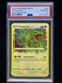 2020 Pokemon SWSH Vivid Voltage #138 Rayquaza Amazing Rare PSA 10 Gem Mint - Image 1