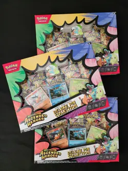 Pokemon TCG Ascended Heroes First Partner Deluxe Pin Collection BRAND NEW x 3 - Image 1