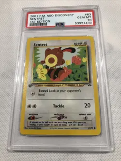 2001 Pokemon Neo Discovery 1st Edition Sentret #63 PSA 10 - Image 1