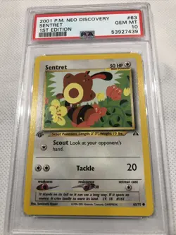 2001 Pokemon Neo Discovery 1st Edition Sentret #63 PSA 10 - Image 2
