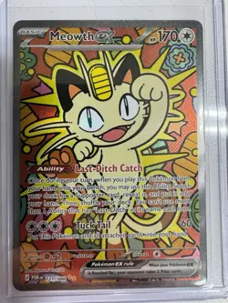 Pokemon Meowth EX 121/088 POR Full Art Holo HP 170 Basic Cat - Image 1