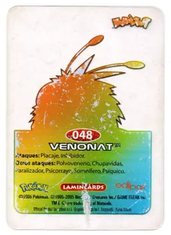VENONAT #048 LAMINCARD COLECCION POKEMON LAMINCARDS 2005 EDIBAS (USADA) - Image 2