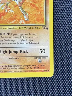Hitmonlee 1999 Pokemon Game Jungle 1st Edition #22/62 LP+ - Image 4