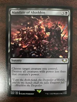 Mandate of Abaddon NM Commander: Warhammer40K MTG FREE SHIP - Image 1