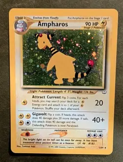 Pokemon Neo Revelation Ampharos Holo #1/64 Excellent Never Played Non Smoking - Image 1