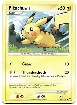 Pikachu 120/147 Pokemon TCG Platinum Supreme Victors Common Moderate Play MP - Image 1