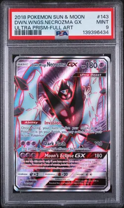 2018 POKEMON SUN & MOON ULTRA PRISM #143 FULL ART/DAWN WINGS NECROZMA GX PSA 9 - Image 1
