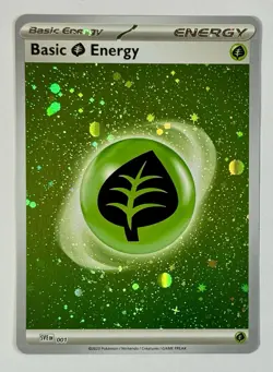 Pokemon TCG - Basic Grass Energy - 2024 Scarlet & Violet - SVE001 Cosmo Holofoil - Image 1