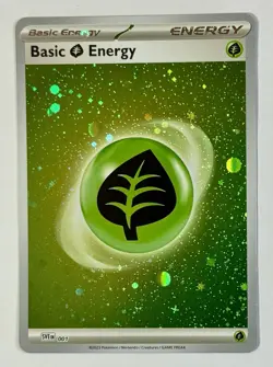 Pokemon TCG - Basic Grass Energy - 2024 Scarlet & Violet - SVE001 Cosmo Holofoil - Image 3