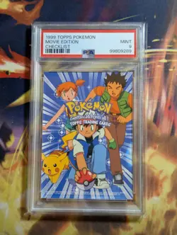 PSA 9 Pokemon Checklist 1999 Topps Movie Edition T.V. Graded Card - Image 1