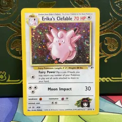 Pokemon Card WoTC Erika’s Clefable Gym Challenge Holo SWIRL 3/132 - MP + - Image 1