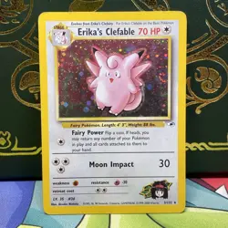 Pokemon Card WoTC Erika’s Clefable Gym Challenge Holo SWIRL 3/132 - MP + - Image 2