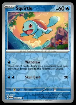 Squirtle 007/165 - S&V 151 - Reverse Holo Common - Pokemon TCG Card NM - Image 1
