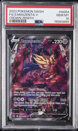2023 POKEMON SWORD & SHIELD CROWN ZENITH #GG54 FULL ART/ZAMAZENTA V PSA 10 - Image 1