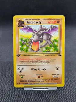 1st Edition Aerodactyl 16/62 Fossil Set Pokemon Card WOTC LP/Played - Image 1