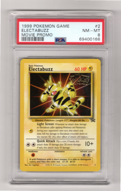 1999 WOTC Pokemon Electabuzz Movie Black Star Promo #2 PSA 8 NEARMINT-MINT - Image 1