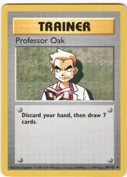 Professor Oak 88/102 Unlimited UC Base Set Shadowless LP Pokemon - Image 1