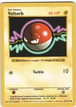 Voltorb 67/102 Unlimited C Base Set Shadowless LP Pokemon - Image 1