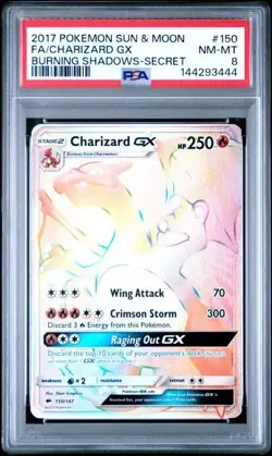 2017 POKEMON SUN & MOON BURNING SHADOWS #150 FA/CHARIZARD GX BURNING SHADOWS-SEC - Image 1