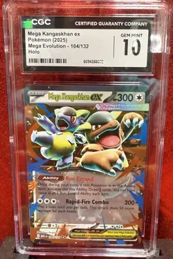 2025 Pokemon Mega Evolution Mega Kangaskhan ex 104/132 Holo CGC 10 - Image 1