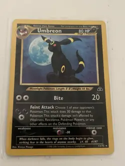 Umbreon 13/75 Pokemon Card WOTC Neo Discovery Holo DMG - Image 2