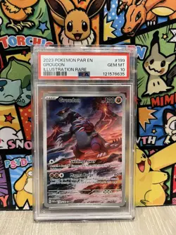 Pokemon TCG Groudon Paradox Rift Holo Illustration Rare Card 199/182 PSA 10 - Image 1