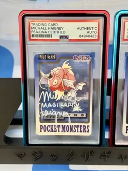 VOICE ACTOR SIGNED 1997 Pokemon CARD 129 130 Gyarados Prism Magikarp PSA 10 MINT - Image 2