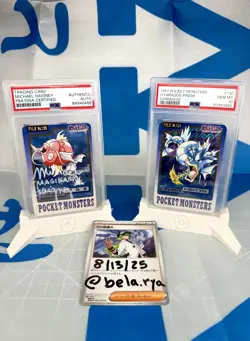 VOICE ACTOR SIGNED 1997 Pokemon CARD 129 130 Gyarados Prism Magikarp PSA 10 MINT - Image 4