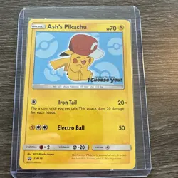 Pokemon Ash's Pikachu SM113 Promo Trading Card - Image 1