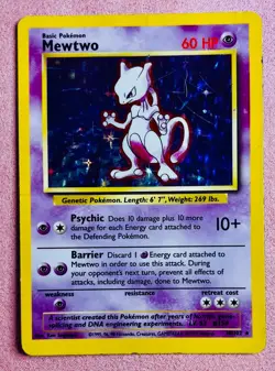 Mewtwo 10/102 Holo | Base Set Unlimited | 1999 WOTC Pokemon TCG Card | DMG Dents - Image 1