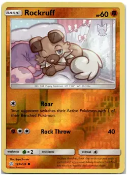 Rockruff 123/236 Reverse Holo SM - Cosmic Eclipse Pokemon Card NM - Image 1