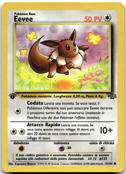 Eevee 51/64 Italian Jungle 1st Edition Pokemon Card LP - Image 1