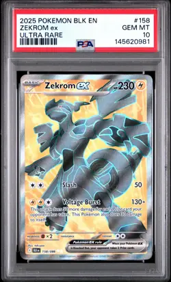 PSA 10 Zekrom Ex 158 Ultra Rare Pokemon 2025 Pokemon Blk En-Black Bolt - Image 1