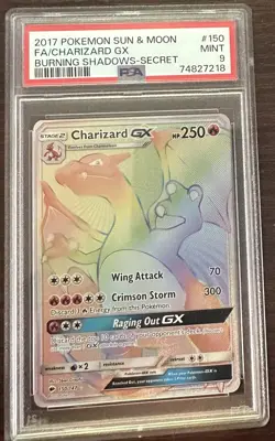 2017 Pokemon Sun & Moon FA Charizard GX Burning Shadows Secret 150/147 PSA 9 150 - Image 1