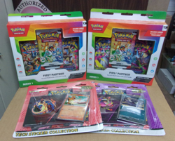POKEMON ASCENDED PIN & (2) TECH + FIRST PARTNER ILLUSTRATION+ BLACK WHITE POSTER - Image 1