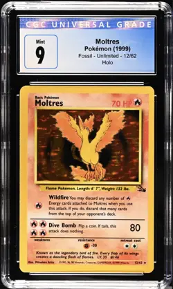 1999 Pokemon MOLTRES Fossil-Unlimited 12/62 HOLO - Image 1